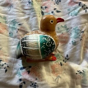 Vintage Hand-Carved & Painted Wooden Bird Figurine - Folk Art Decor